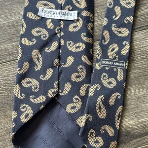 Giorgio Armani Black and Tan Paisley Tie